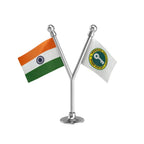 India & JJP Jannayak Janta Party Dual Car Dashboard Flag of 2in x 3in With A Plastic Base