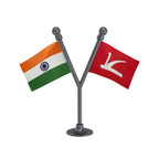 India & JKNC Jammu & Kashmir National Conference Dual Car Dashboard Flag of 2in x 3in With A Plastic Base
