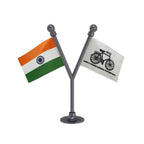 India & JKNPP Jammu and Kashmir National Panthers Party Dual Car Dashboard Flag of 2in x 3in With A Plastic Base