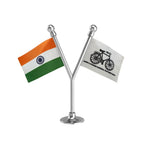 India & JKNPP Jammu and Kashmir National Panthers Party Dual Car Dashboard Flag of 2in x 3in With A Plastic Base