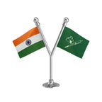 India & JKPDP Jammu & Kashmir People's Democratic Party Dual Car Dashboard Flag of 2in x 3in With A Plastic Base