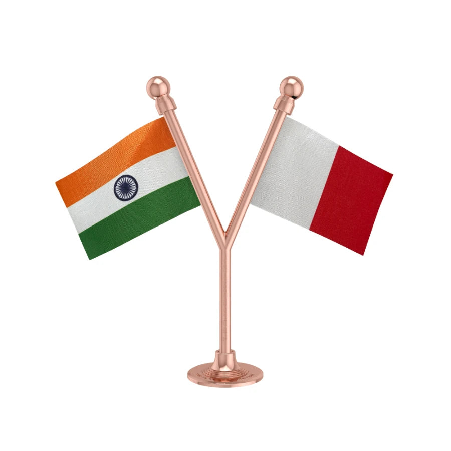 India & Kerala Congress (M) Dual Car Dashboard Flag of 2in x 3in With A Plastic Base