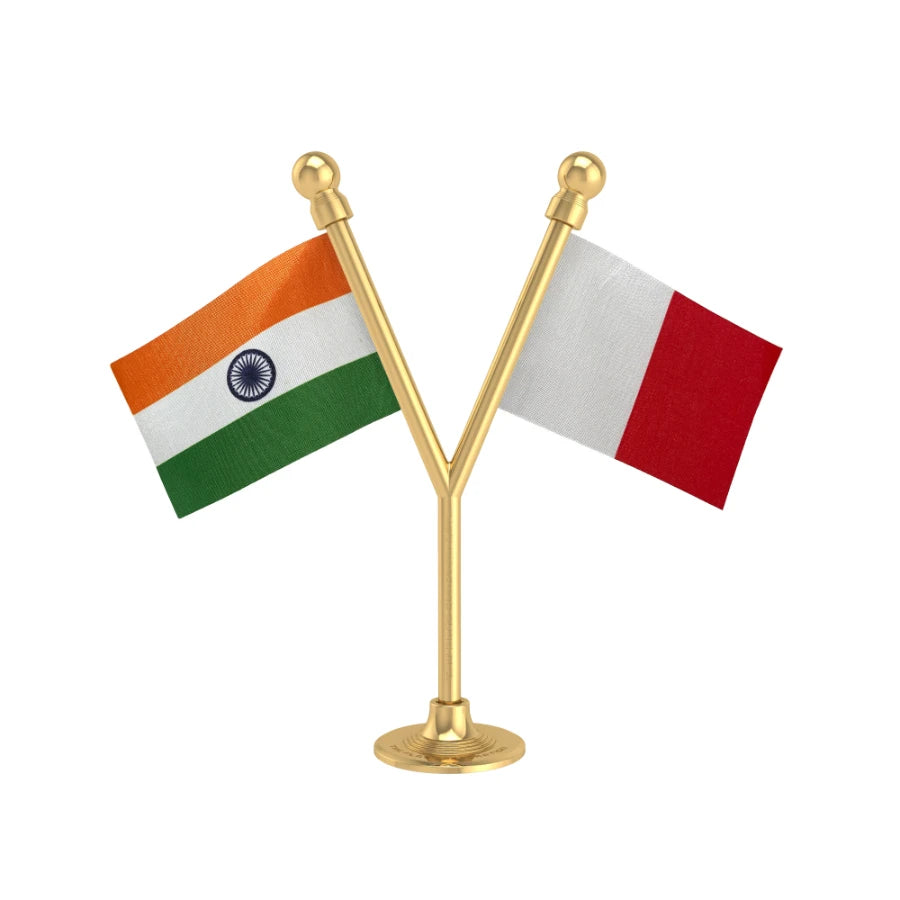 India & Kerala Congress (M) Dual Car Dashboard Flag of 2in x 3in With A Plastic Base