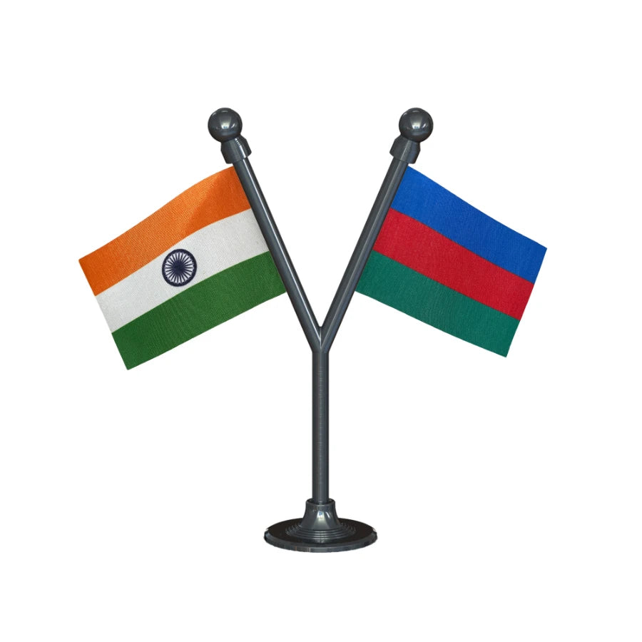 India & LJP Lok Janshakti Party Dual Car Dashboard Flag of 2in x 3in With A Plastic Base