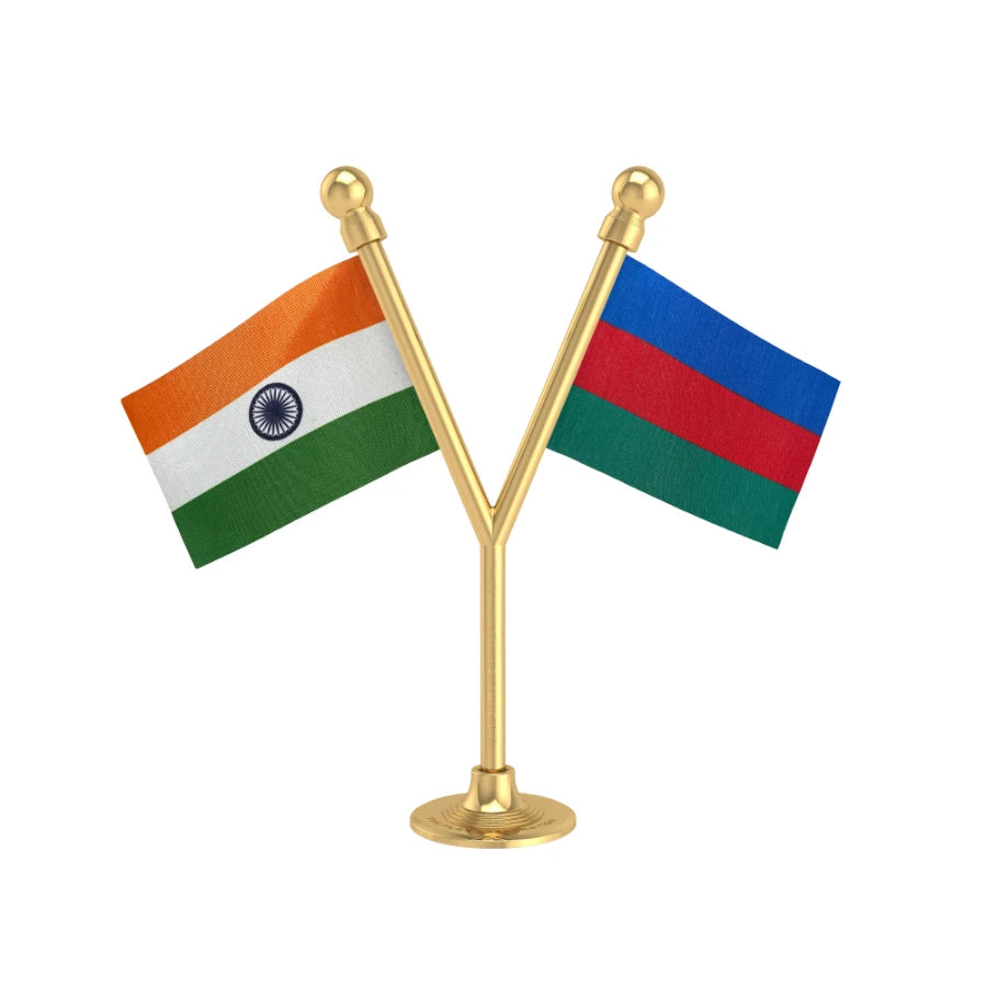 India & LJP Lok Janshakti Party Dual Car Dashboard Flag of 2in x 3in With A Plastic Base