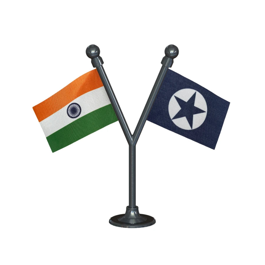 India & LSP Lok Satta Party Dual Car Dashboard Flag of 2in x 3in With A Plastic Base