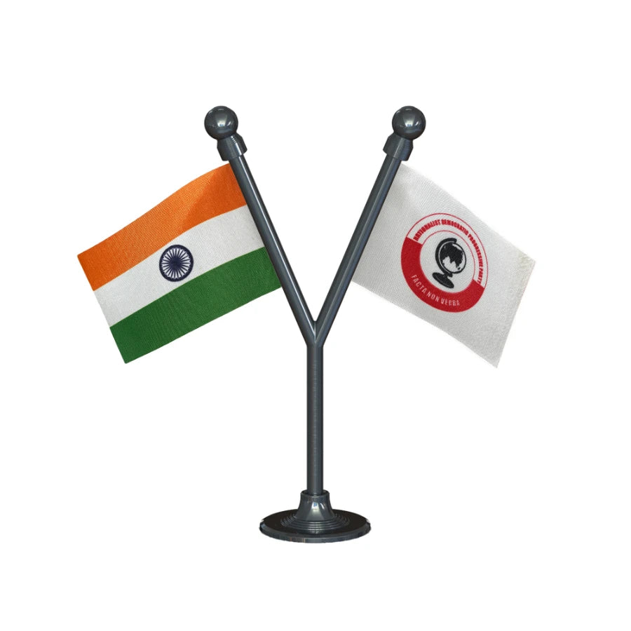 India & NDPP Nationalist Democratic Progressive Party Dual Car Dashboard Flag of 2in x 3in With A Plastic Base
