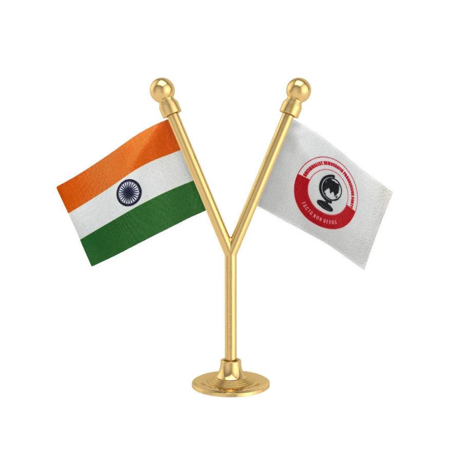 India & NDPP Nationalist Democratic Progressive Party Dual Car Dashboard Flag of 2in x 3in With A Plastic Base