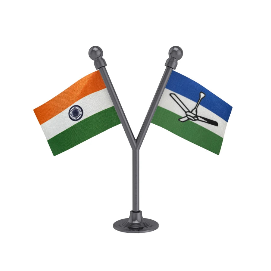 India & RLSP Rashtriya Lok Samta Party Dual Car Dashboard Flag of 2in x 3in With A Plastic Base