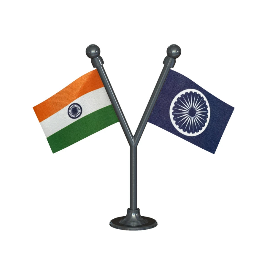 India & RPI Republican Party Dual Car Dashboard Flag of 2in x 3in With A Plastic Base