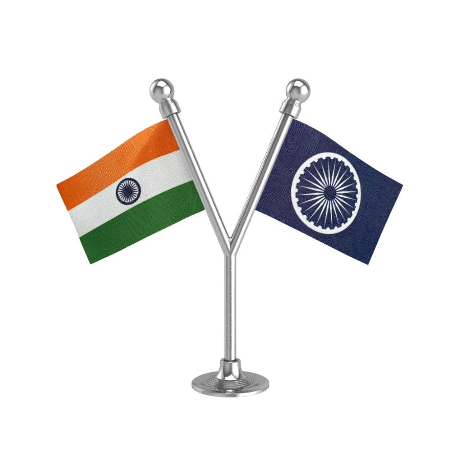 India & RPI Republican Party Dual Car Dashboard Flag of 2in x 3in With A Plastic Base