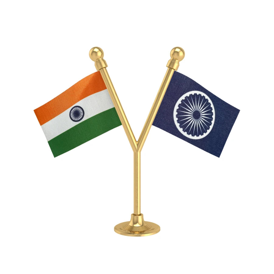 India & RPI Republican Party Dual Car Dashboard Flag of 2in x 3in With A Plastic Base