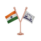 India & Shiromani Akali Dal Dual Car Dashboard Flag of 2in x 3in With A Plastic Base