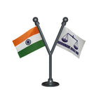 India & Shiromani Akali Dal Dual Car Dashboard Flag of 2in x 3in With A Plastic Base