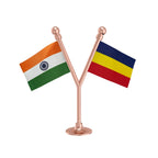 India & Sikkim Democratic Front Dual Car Dashboard Flag of 2in x 3in With A Plastic Base