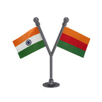 India & Sikkim Krantikari Morcha Dual Car Dashboard Flag of 2in x 3in With A Plastic Base