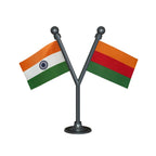 India & Sikkim Krantikari Morcha Dual Car Dashboard Flag of 2in x 3in With A Plastic Base