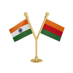 India & Sikkim Krantikari Morcha Dual Car Dashboard Flag of 2in x 3in With A Plastic Base