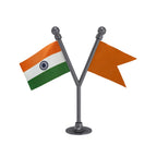 India & Shiv Sena Party Dual Car Dashboard Flag of 2in x 3in With A Plastic Base