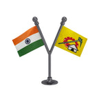 India & TDP Telugu Desam Party Dual Car Dashboard Flag of 2in x 3in With A Plastic Base