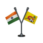 India & TDP Telugu Desam Party Dual Car Dashboard Flag of 2in x 3in With A Plastic Base