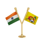 India & TDP Telugu Desam Party Dual Car Dashboard Flag of 2in x 3in With A Plastic Base