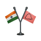 India & TRS Telangana Rashtra Samithi Dual Car Dashboard Flag of 2in x 3in With A Plastic Base