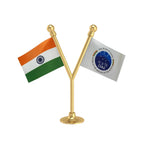 India & DAE Department of Atomic Energy Dual Car Dashboard Flag of 2in x 3in With A Plastic Base