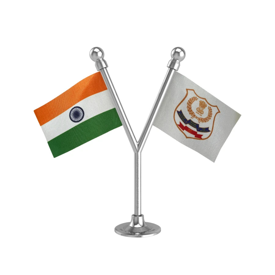 India & NCB Narcotics Control Bureau Dual Car Dashboard Flag of 2in x 3in With A Plastic Base