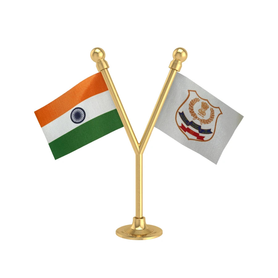 India & NCB Narcotics Control Bureau Dual Car Dashboard Flag of 2in x 3in With A Plastic Base