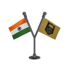 India & Bihar Police Car Dashboard Flag of 2in x 3in With A Plastic Base