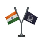 India & Central Industrial Security Force (CISF) Police Car Dashboard Flag of 2in x 3in With A Plastic Base