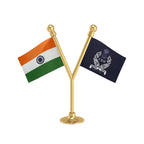 India & Central Industrial Security Force (CISF) Police Car Dashboard Flag of 2in x 3in With A Plastic Base