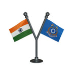 India & Central Reserve Police Force (CRPF) Police Car Dashboard Flag of 2in x 3in With A Plastic Base