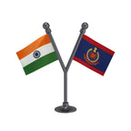 India & Delhi Police Car Dashboard Flag of 2in x 3in With A Plastic Base