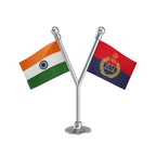 India & Haryana Police Car Dashboard Flag of 2in x 3in With A Plastic Base