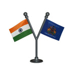 India & Karnataka Police Car Dashboard Flag of 2in x 3in With A Plastic Base