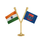 India & Meghalaya Police Car Dashboard Flag of 2in x 3in With A Plastic Base