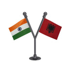 India & Albania Dual Car Dashboard Flag of 2in x 3in With A Plastic Base