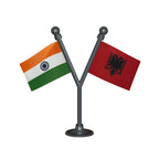 India & Albania Dual Car Dashboard Flag of 2in x 3in With A Plastic Base