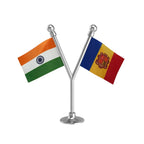 India & Andorra Dual Car Dashboard Flag of 2in x 3in With A Plastic Base