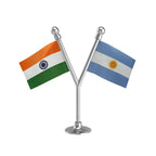 India & Argentina Dual Car Dashboard Flag of 2in x 3in With A Plastic Base