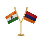 India & Armenia Dual Car Dashboard Flag of 2in x 3in With A Plastic Base