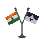 India & Antarctica Dual Car Dashboard Flag of 2in x 3in With A Plastic Base
