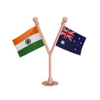 India & Australia Dual Car Dashboard Flag of 2in x 3in With A Plastic Base