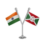 India & Burundi Dual Car Dashboard Flag of 2in x 3in With A Plastic Base