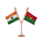 India & Burkina Faso Dual Car Dashboard Flag of 2in x 3in With A Plastic Base