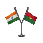 India & Burkina Faso Dual Car Dashboard Flag of 2in x 3in With A Plastic Base