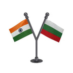India & Bulgaria Dual Car Dashboard Flag of 2in x 3in With A Plastic Base