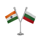 India & Bulgaria Dual Car Dashboard Flag of 2in x 3in With A Plastic Base